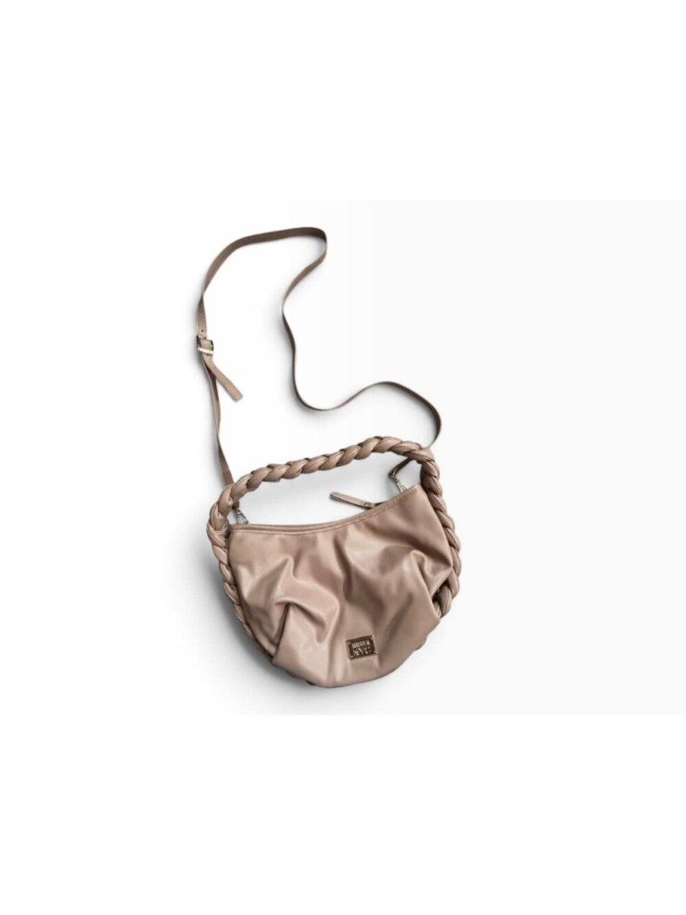Madden NYC Beige Crossbody Bag Braided Handle Faux Leather Purse MNY-204 NWOT - Picture 2 of 10
